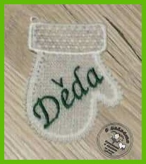 Vánoční ozdoba krajka - rukavice se jménem DĚDA