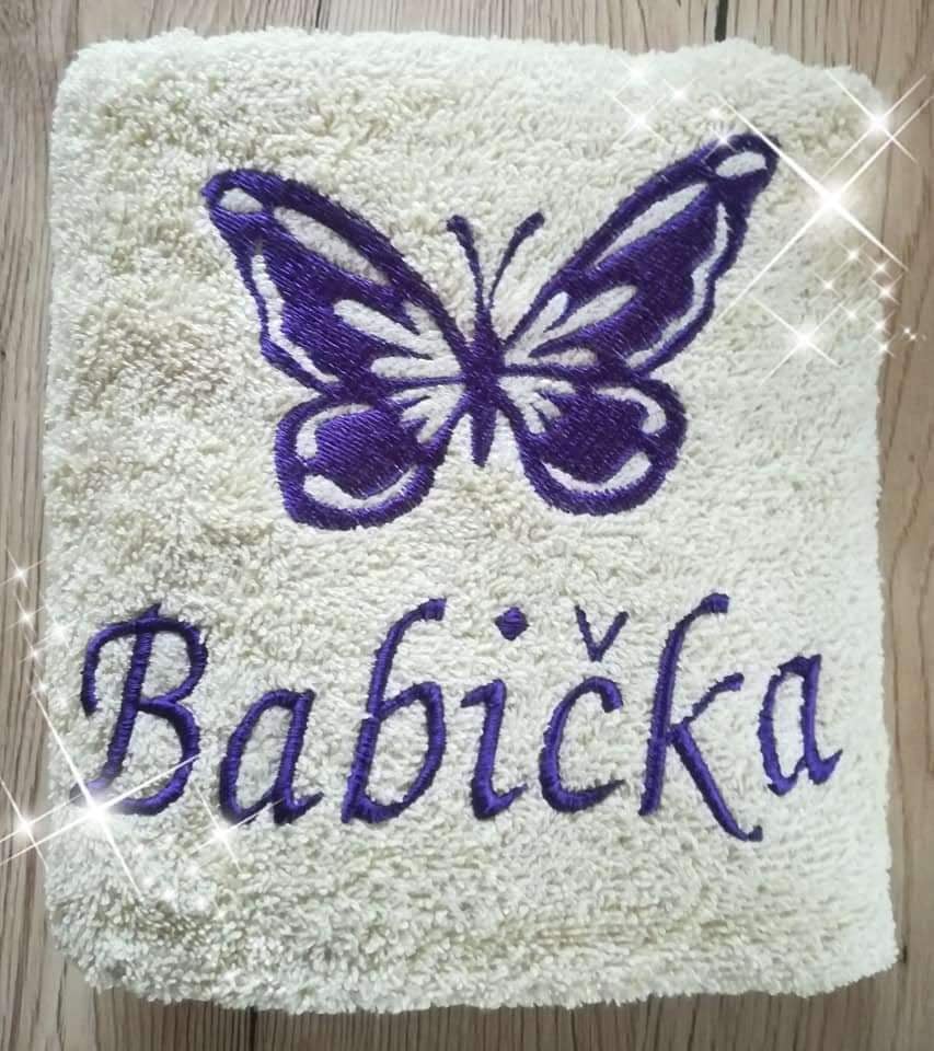 Ručník se jménem BABIČKA + MOTÝLEK