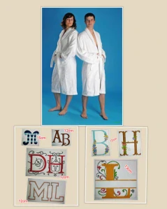 Froté župan s výšivkou MONOGRAM