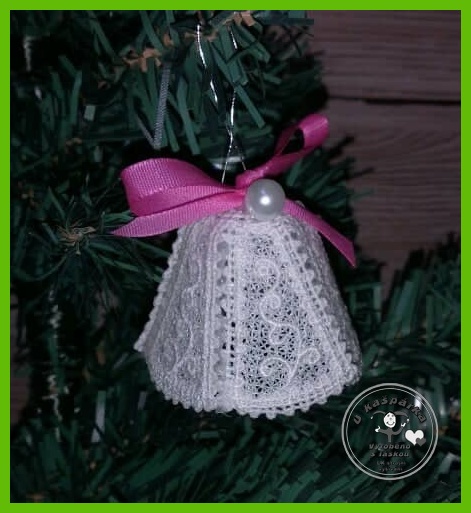 Vánoční ozdoba krajka - zvoneček set 3ks