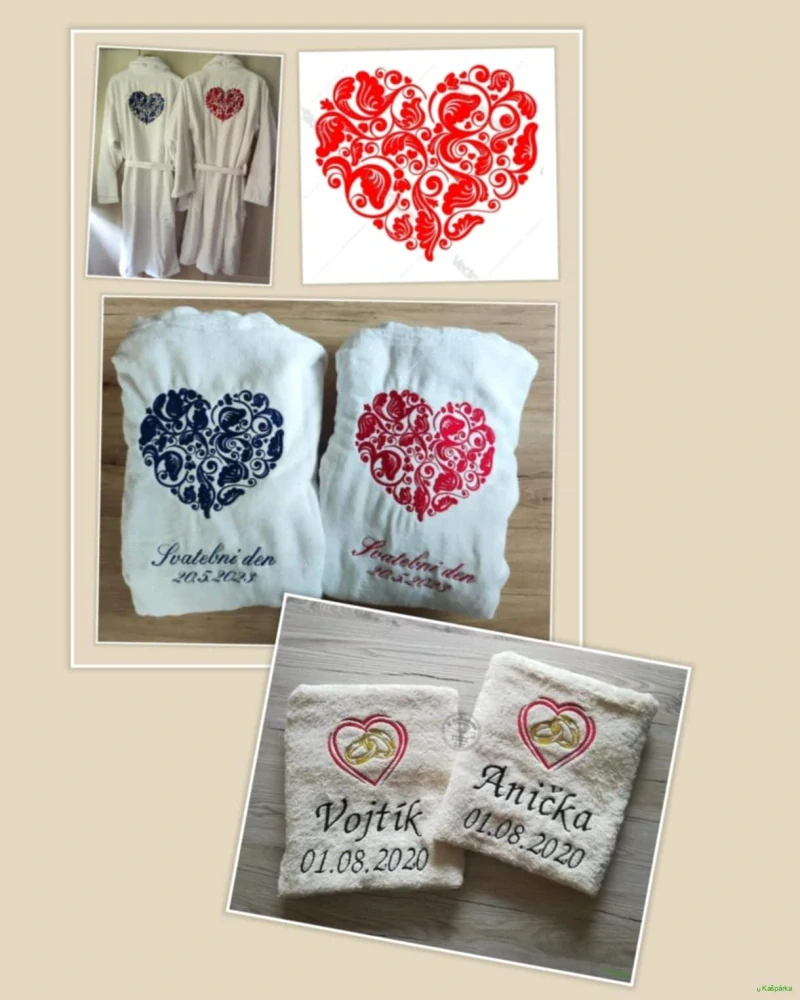 Župan s výšivkou SVATEBNÍ DEN + OSUŠKA